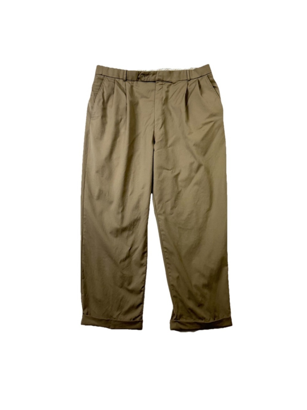 Ballin Comfort-Eze Men's 38x28 Wool Super 120s Dress Pants Cuffed Taupe Pleated